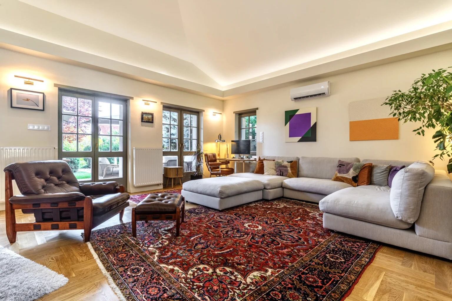 Living room with large windows