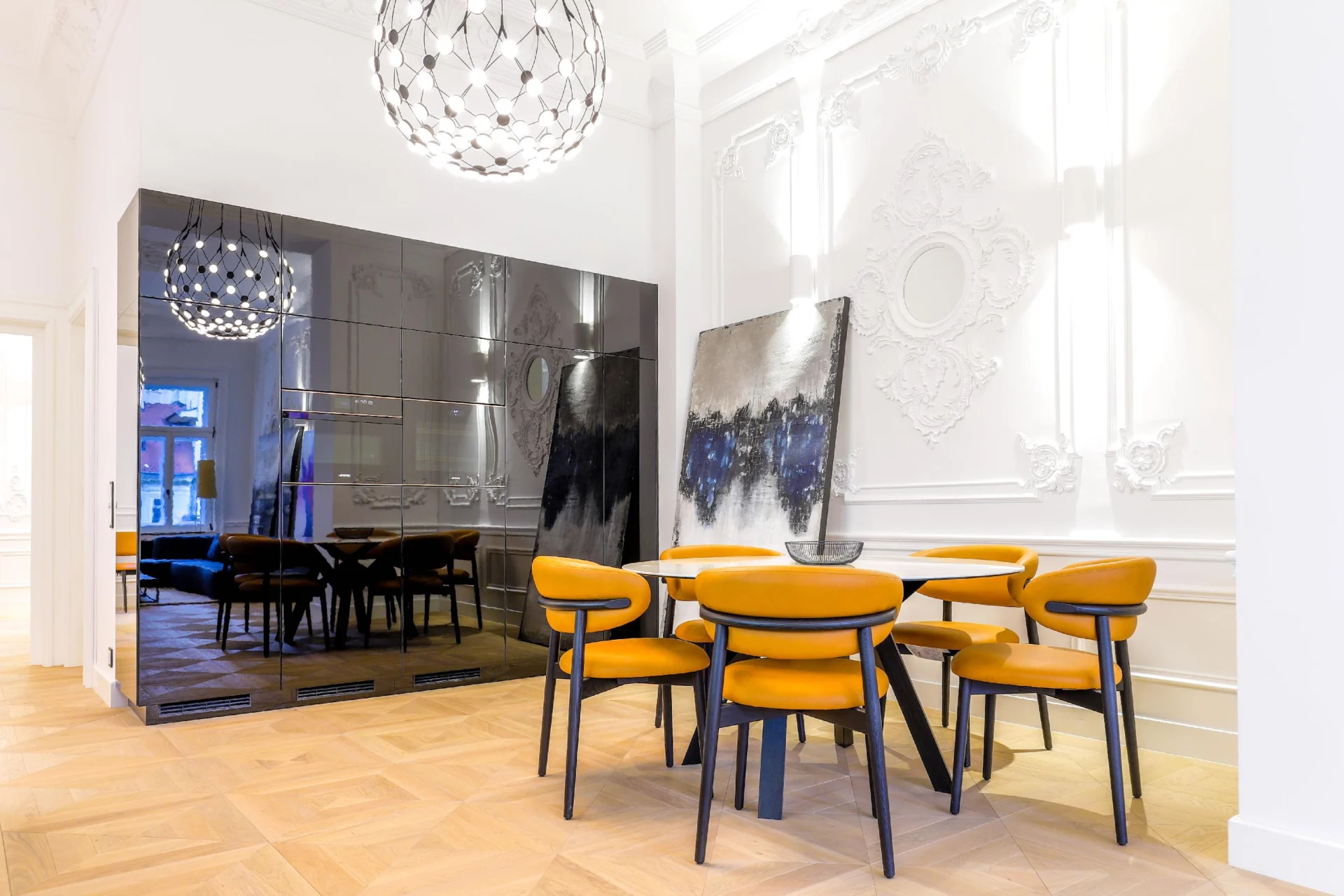 Dining area in a renovated downtown apartment