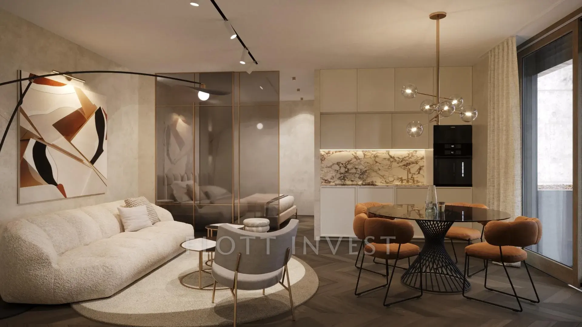 Luxury, design apartment in a new villahouse